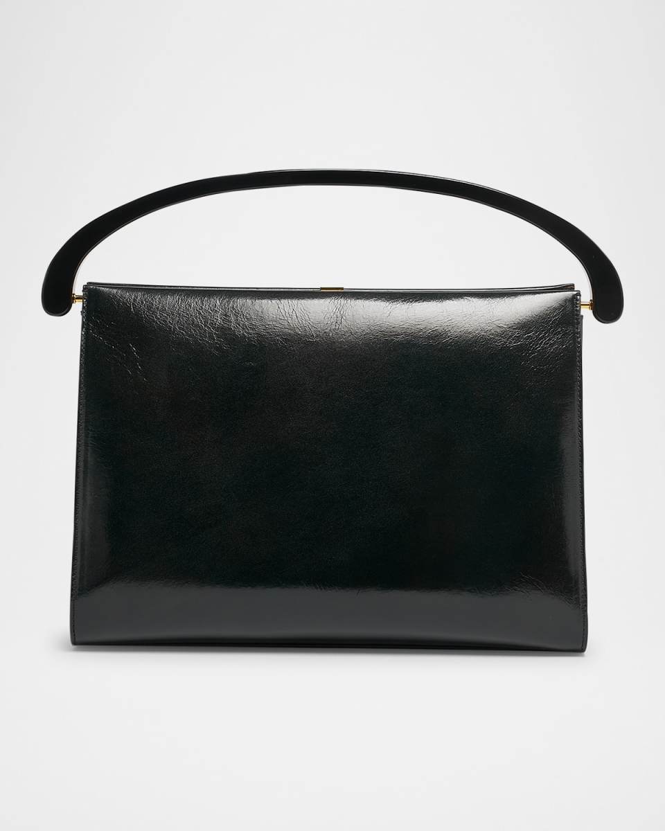 Crisp Frame Leather Top-Handle Bag